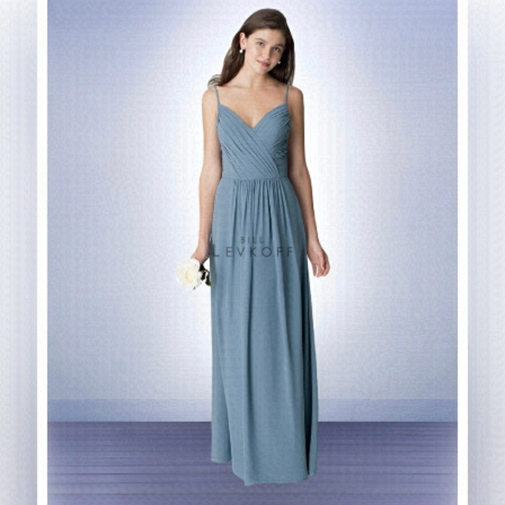 BILL LEVKOFF BRIDESMAIDS Chiffon V-neck spaghetti strap  lined gown size 18